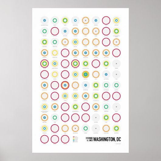 Stations & Lijnen: Washington, DC (Licht) Poster (Voorkant)