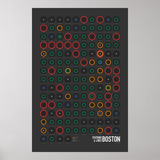 Stations & Lines: Boston (Donker) Poster (Voorkant)
