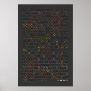 Stations & lines: New York City (donker) Poster