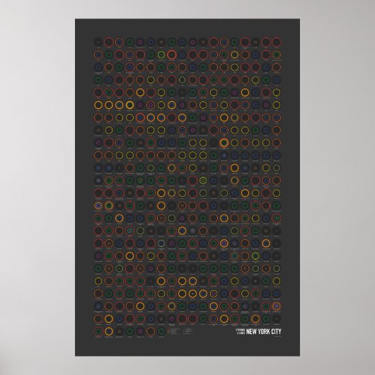 Stations & lines: New York City (donker) Poster (Voorkant)