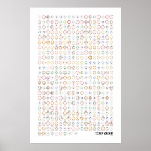 Stations & lines: New York City (licht) Poster (Voorkant)