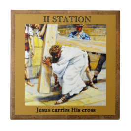 Stations of the Cross #2 of 15 Jesus Carries Cross Tegeltje