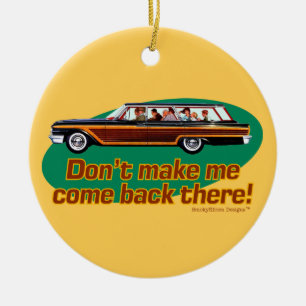 Stationswagon Retro (bruin en groen) Keramisch Ornament