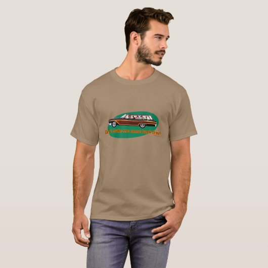 Stationswagon Retro (bruin en groen) T-shirt (Voorkant volledig)