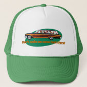 Stationswagon Retro (bruin en groen) Trucker Pet (Voorkant)