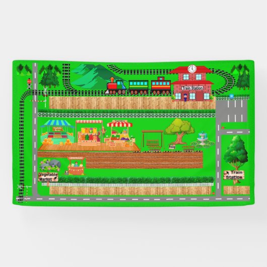 Stationswegen voor treinen, 3x5-banner spandoek (Horizontaal)