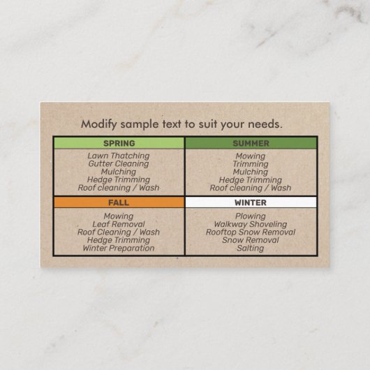 Stationszorg en landschapsontwerp voor alle seizoe visitekaartje (Achterkant)