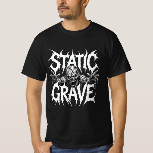 Statisch Grafhorror Gotisch Grafisch T-Shirt (Voorkant)