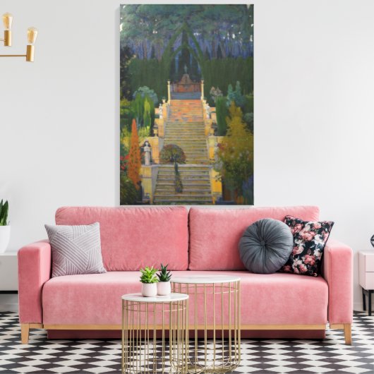 Statisch Tuin in Mallorca (door Santiago Rusiñol) Canvas Afdruk (Insitu (Woonkamer))