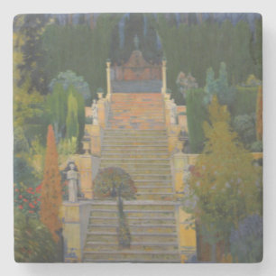 Statisch Tuin in Mallorca (door Santiago Rusiñol) Stenen Onderzetter