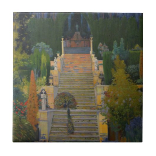 Statisch Tuin in Mallorca (door Santiago Rusiñol) Tegeltje (Voorkant)