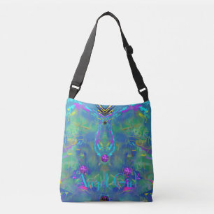 Statisch Verbluffend Abstract met Jouw tekst Crossbody Tas