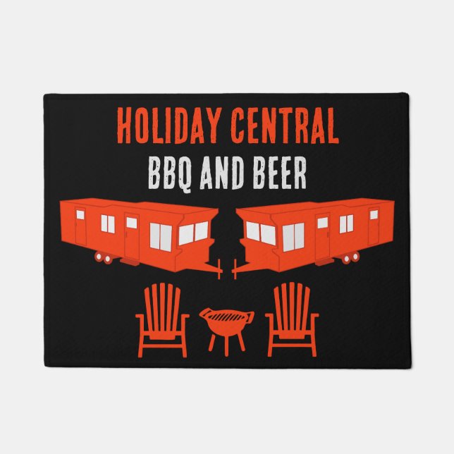 Statische Caravan Home Cadeau Deurmat (Voorkant)