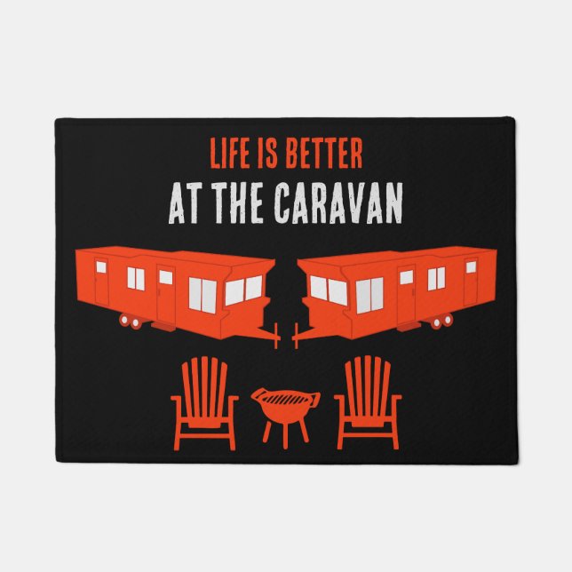 Statische Caravan Home Cadeau Deurmat (Voorkant)