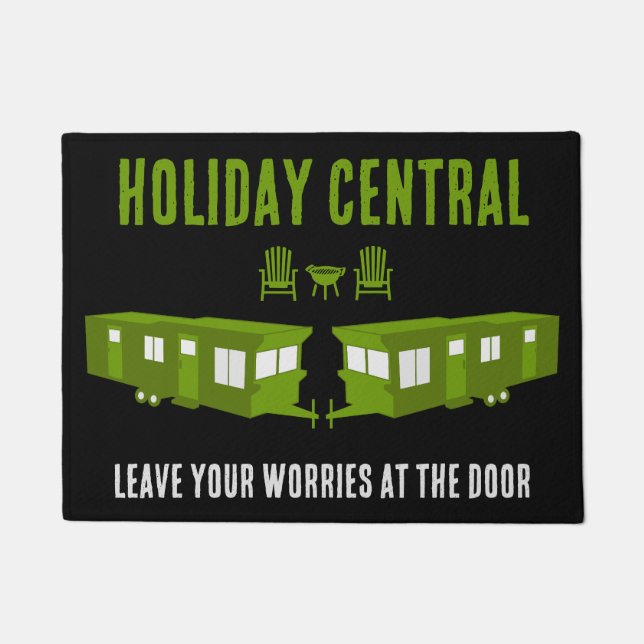 Statische Caravan Home Cadeau Deurmat (Voorkant)