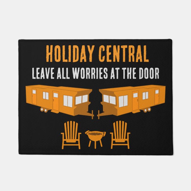 Statische Caravan Home Cadeau Deurmat (Voorkant)