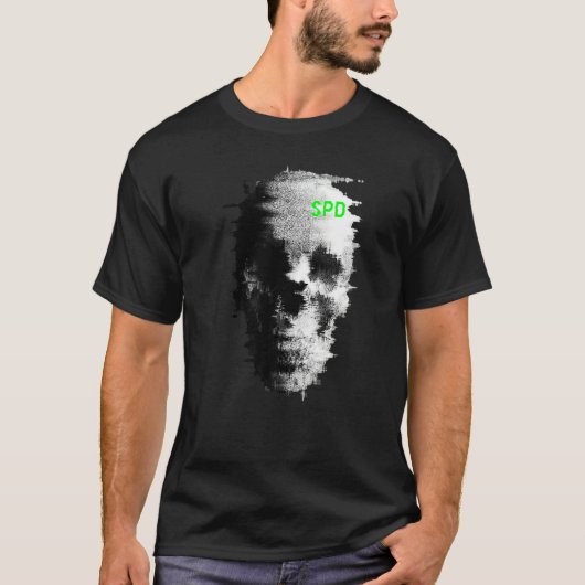 Statische Glitch Ghost Skull TV T-shirt (Voorkant)