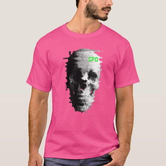 Statische Glitch Ghost Skull TV T-shirt (Voorkant)