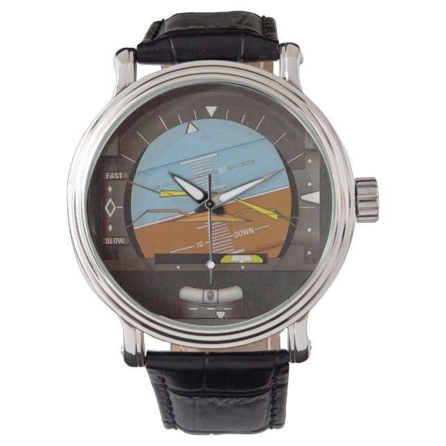 Statische kunstmatige horizon, standaanwijzer horloge (Voorkant)