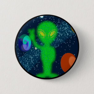 Statische vredesruimte Alien Ronde Button 5,7 Cm