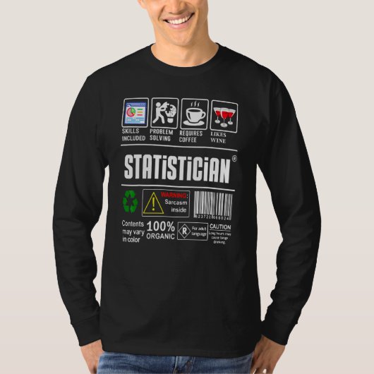 Statisticus Label Vaardigheden Probleemoplossing K T-shirt (Voorkant)