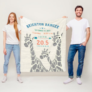 Statistieken Geboorteakte Jongen Giraffe Familie Fleece Deken