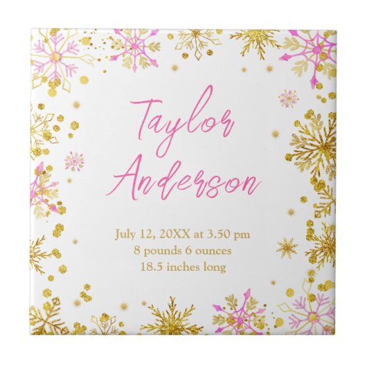 Statistieken omtrent de geboorte van roze en gouds tegeltje (Voorkant)