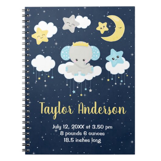 Statistieken over de geboorte van Elephant Yellow  Notitieboek (Voorkant)