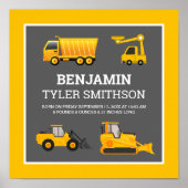 Statistieken voor graafmachine dumptruck bouw baby poster (Voorkant)