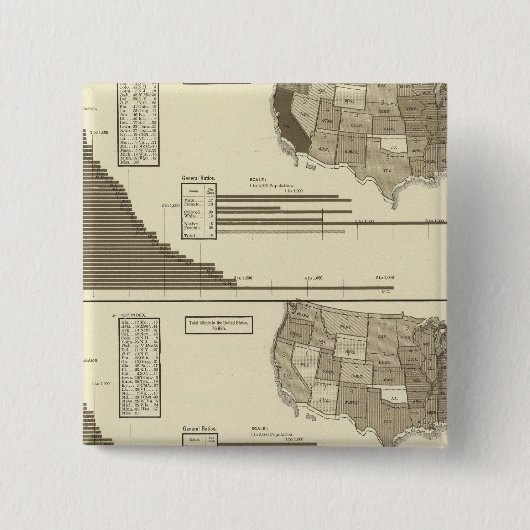 Statistische kaart voor donsheid, Idiotisch, Blind Vierkante Button 5,1 Cm (Voorkant)