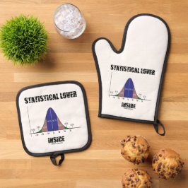 Statistische minnaar binnen belcurve nerd humor ovenwant & pannenlap set
