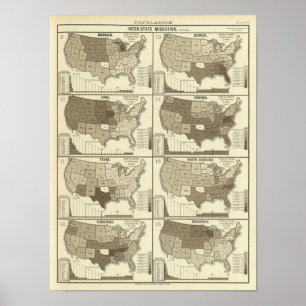 Statistische Verenigde Staten lithografische kaart Poster