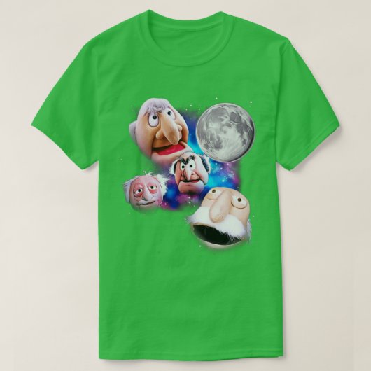 Statler en Waldorf Heckle bij de maan T-shirt (Design voorkant)