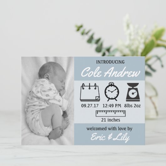 Stats Baby Announement Aankondiging (Staand voorkant)