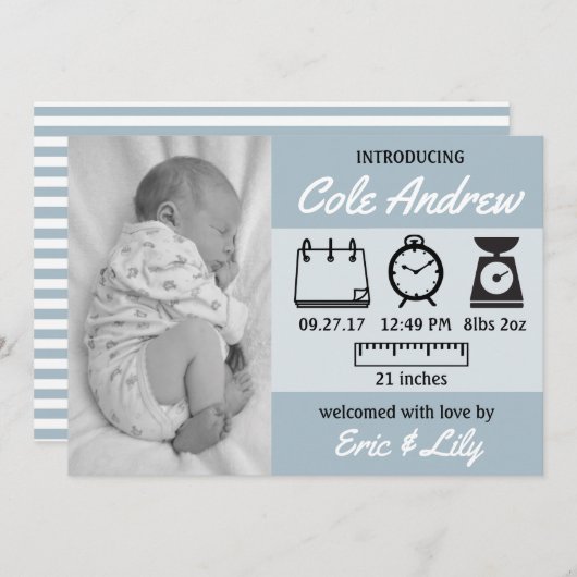 Stats Baby Announement Aankondiging (Voorkant / Achterkant)