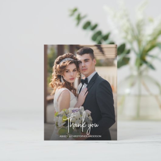 Stattige elegante foto bruiloft dank u briefkaart (Staand voorkant)