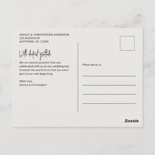 Stattige elegante foto bruiloft dank u briefkaart (Achterkant)