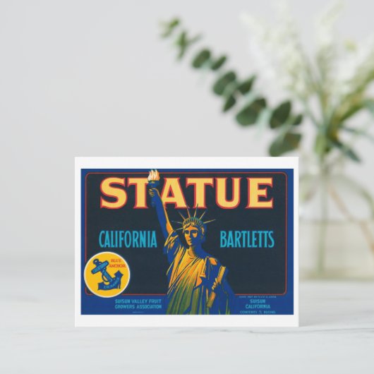 Statue California Bartletts  Crate Label Briefkaart (Staand voorkant)