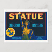 Statue California Bartletts  Crate Label Briefkaart (Voorkant)