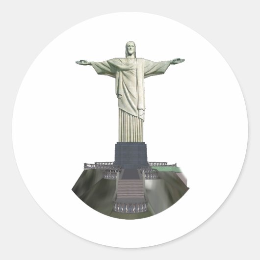 Statue: Christus de Redeemer: 3D-model: Ronde Sticker (Voorkant)