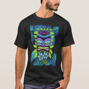 Statue Hawaiian Totem Tiki Masker Luau Tropical Fl T-shirt