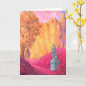 "Statue in a Garden." Greeting Card Kaart (Gele Bloem)
