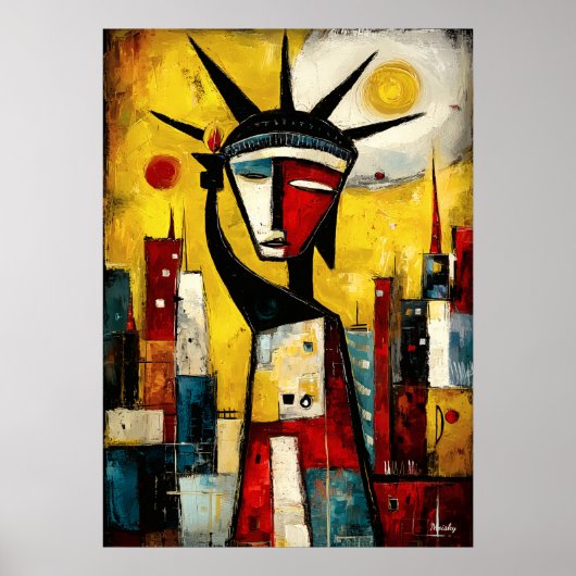 Statue Liberty Contemporary Abstract Expressionism Poster (Voorkant)