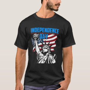 Statue Liberty Independence Day America Flag 1776 T-shirt