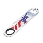 *~* Statue Liberty Red White Blue Veteran Speed Flessenopener (Voorkant Gekanteld)