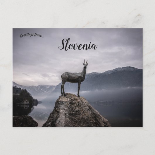 Statue of Goldhhorn Lake Bohinj Slovenia Briefkaart (Voorkant)