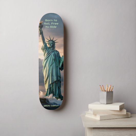 Statue of Liberty 1776–2026 Freedom Skate Art Persoonlijk Skateboard (Muurkunst)