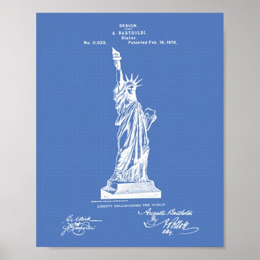 Statue of Liberty 1879 Patent Art - Blueprint Poster (Voorkant)