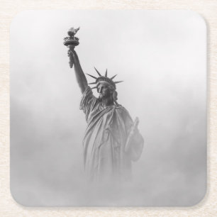 Statue of Liberty America Black and White Kartonnen Onderzetters