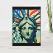 Statue Of Liberty American Flag Art New York T Shi Kaart (Voorkant)